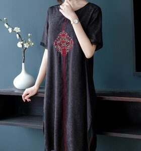 Loose silk real silk summer middle-aged dress